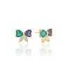 Brinco Laço Colorido Banhado a Ouro 18K