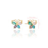 Brinco Borboleta Colorida Gotas Banhado a Ouro 18K