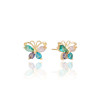 Brinco Borboleta Colorida Gotas Banhado a Ouro 18K