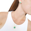 Conjunto Ponto de Luz Esmeralda Fusion Redondo Borda Dupla Cravejada Cristal Banhado a Ouro 18K