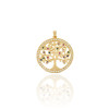 Pingente Arvore da Vida Colorida Borda Cravejada Cristal Banhado a Ouro 18K