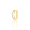 Anel Dois Filetes Pipoca Cravejado e Pontos de Luz Cristal Tamanho 20 Banhado a Ouro 18K