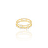 Anel Dois Filetes Pipoca Cravejado e Pontos de Luz Cristal Tamanho 20 Banhado a Ouro 18K