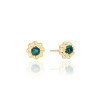 Brinco Infantil Flor Ponto de Luz Esmeralda Banhado a Ouro 18K