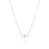 Gagantilha Elos 3X10 MM Fecho Coração Liso Ródio Branco