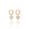Brinco Argola Pingente Coração Cravejados Cristal Banhado a Ouro 18K