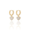 Brinco Argola Pingente Coração Cravejados Cristal Banhado a Ouro 18K