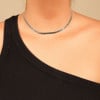 Choker Malha Fita 4 mm Ródio Branco