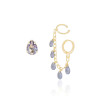 Brinco Gota Piercing Argola Unilateral Gotas Ametista Banhado a Ouro 18K