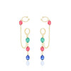 Brinco Argola Piercing Unilateral Ovais Coloridos Mix 1 Banhado a Ouro 18K