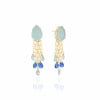 Brinco Gota Sky Correntes Gotas Safira Banhado a Ouro 18K