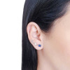 Ear Cuff Oval Safira Ponto de Luz Cristal Gota Sky Ródio Branco