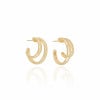 Brinco Argola Dois Filetes Lisos Banhado a Ouro 18K