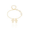 Pulseira Pontos de Luz Cristal Pingentes Menino e Menina Banhado a Ouro 18K