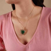 Conjunto Coração Turmalina Pingente Borda Cravejada Cristal com Corações Safira Rosa e Ametista Banhado a Ouro 18K