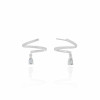 Ear Cuff Filete Gota Tanzanita Ródio Branco