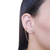 Ear Cuff Colorido Navete e Pontos de Luz Corrente Banhado a Ouro 18K