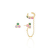 Ear Line Piercing Unilateral Colorido Pontos de Luz Corrente Banhado a Ouro 18K