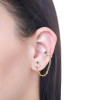 Ear Line Piercing Unilateral Colorido Pontos de Luz Corrente Banhado a Ouro 18K