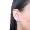Ear Cuff Franja Base Colorida Pontos de Luz Ródio Branco