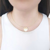 Choker Pingente Espirito Santo Madreperolola Base Flat Aro Flexível