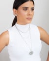 Relicário Longo Estrela Bolinhas Ródio Branco