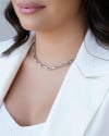 Choker Elos Ovais Lisos Ródio Branco