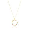 Gargantilha Veneziana Mandala Redonda Colorida Banhado a Ouro 18K
