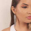 Ear Jacket Franja Base Oval Ródio Branco