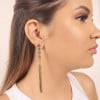 Brinco Franja Quatro Círculos Detalhes Banhado a Ouro 18K
