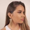 Brinco Base Oval Franja Cravejada Cristal Banhado a Ouro 18K