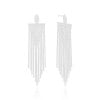 Brinco Base Oval Franja Cravejada Cristal Ródio Branco