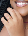 Anel Oval Rubi com Ponto de Luz Cristal Tamanho 21 Banhado a Ouro 18K