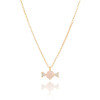 Gargantilha Infantil Pingente Bala Rosa Leitoso Cristal Banhado a Ouro 18K
