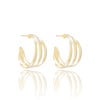 Brinco Argola Três Filetes Lisos Tamanho M Banhado a Ouro 18K