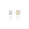 Brinco Retangular Zircônia Banhado a Ouro 18K