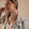 Brinco Folhas com Gota Turmalina Ródio Branco
