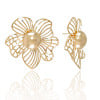 Brinco Flor Vazada Banhado a Ouro 18K