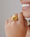 Anel Ajustável Redondo Liso Textura Corda Tamanho G Banhado a Ouro 18K
