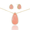Conjunto Gota Morganita Fusion Cravejado Zircônia Banhado a Ouro 18K