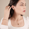 Gargantilha Elos Liso Detalhes Pingente Redondo Ponto de Luz Banhado a Ouro 18K
