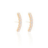 Ear Hook Sete Zircônias Cravejadas Cristal Banhado a Ouro 18K