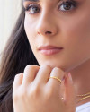 Anel Falange Plaquinhas Redondas Tamanho 12 Banhado a Ouro 18K