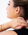 Brinco Argola Tubo Liso 2.8 cm Banhado a Ouro 18K