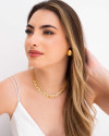 Brinco Meia Bola Lisa Tamanho G Banhado a Ouro 18K
