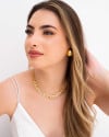 Brinco Meia Bola Lisa Tamanho G Banhado a Ouro 18K
