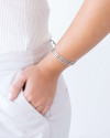 Bracelete Vazado Três Filetes Lisos 1 cm Ródio Branco