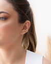 Piercing Dois Filetes Cravejado e Liso Banhado a Ouro 18K