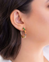 Brinco Argola Colorido Carré Banhado a Ouro 18K