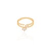 Anel Duplo com Ponto de Luz Cristal Tamanho 24 Banhado a Ouro 18K